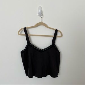 UO Cropped Silky Black Cami | Size M